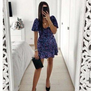 Zara Purple Floral Mini Dress
